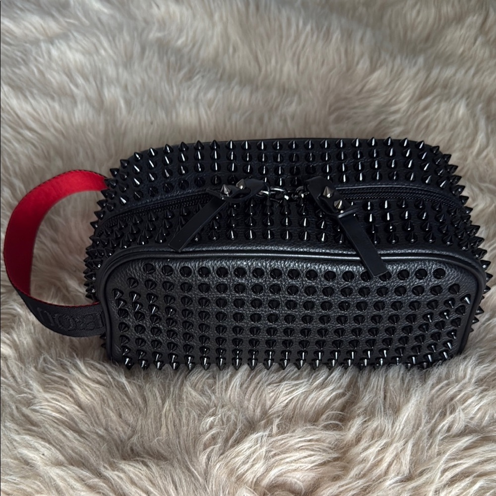 Christian Louboutin Black and Red Spiked Travel Bag